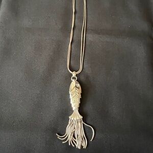 BRIGHTON Ocean Dream Large Silver Dangle Fish Convertible Pendant Necklace